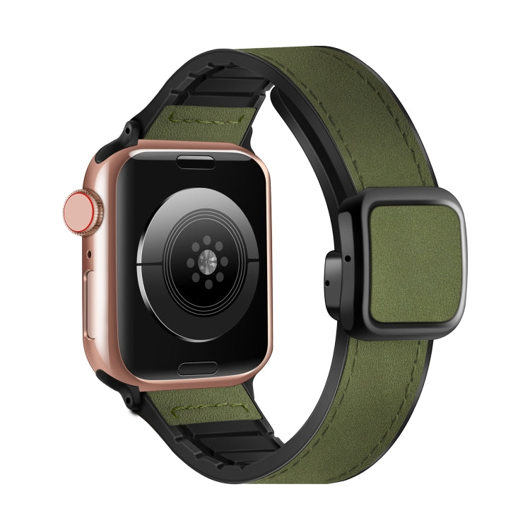 Fold Magnetic Square Buckle PU Silicone Watch Band, For Apple Watch SE 2022 40mm, For Apple Watch SE 2022 44mm, Fro Apple Watch Series 7 41mm, For Apple Watch Series 7 45mm