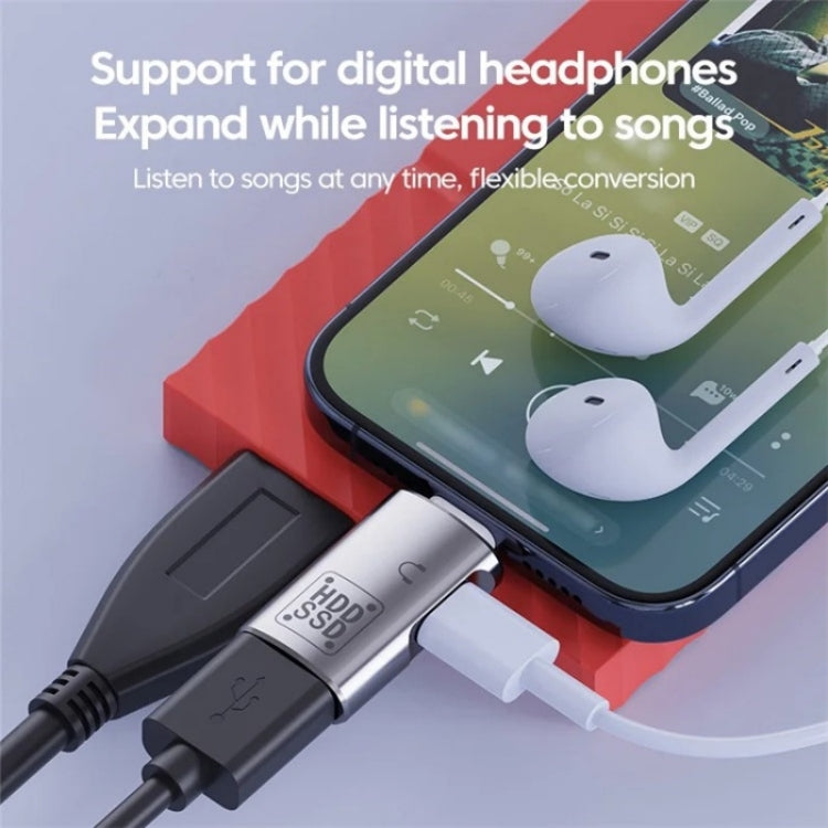 JS-109 USB-C / Type-C to Type-C + USB 3.0 Converter OTG Adapter for Digital Headset and U-Disk, Type-C to Type-C + USB