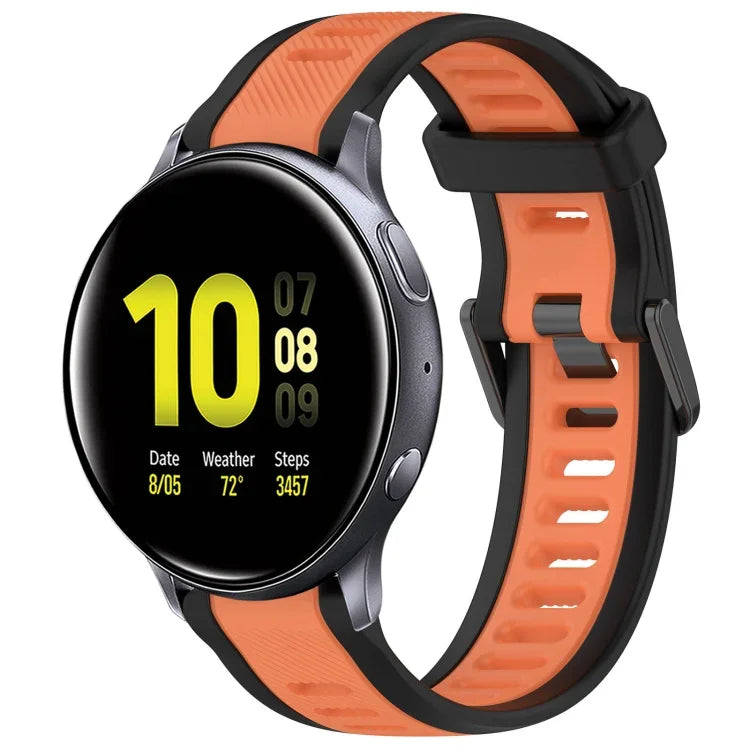 20mm Two Color Textured Silicone Watch Band, For Samsung  Galaxy Watch 4 Classic 42mm, For Samsung Galaxy Watch Active 2 44mm, For Samsung Galaxy Watch Active 2 40mm, For Samsung Galaxy Watch 42mm
