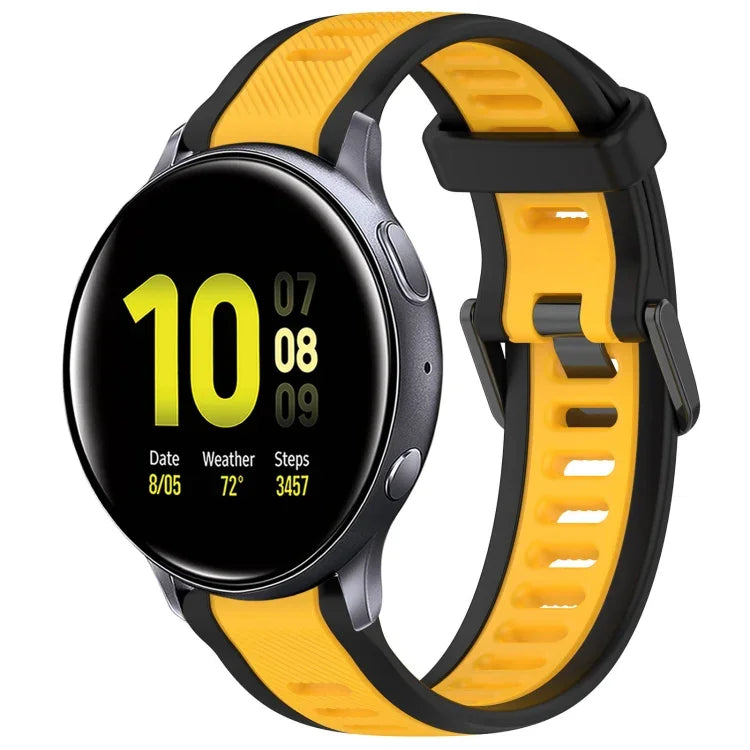 20mm Two Color Textured Silicone Watch Band, For Samsung  Galaxy Watch 4 Classic 42mm, For Samsung Galaxy Watch Active 2 44mm, For Samsung Galaxy Watch Active 2 40mm, For Samsung Galaxy Watch 42mm