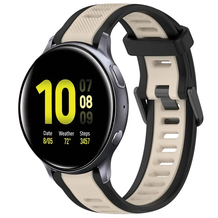 20mm Two Color Textured Silicone Watch Band, For Samsung  Galaxy Watch 4 Classic 42mm, For Samsung Galaxy Watch Active 2 44mm, For Samsung Galaxy Watch Active 2 40mm, For Samsung Galaxy Watch 42mm