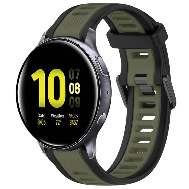 20mm Two Color Textured Silicone Watch Band, For Samsung  Galaxy Watch 4 Classic 42mm, For Samsung Galaxy Watch Active 2 44mm, For Samsung Galaxy Watch Active 2 40mm, For Samsung Galaxy Watch 42mm