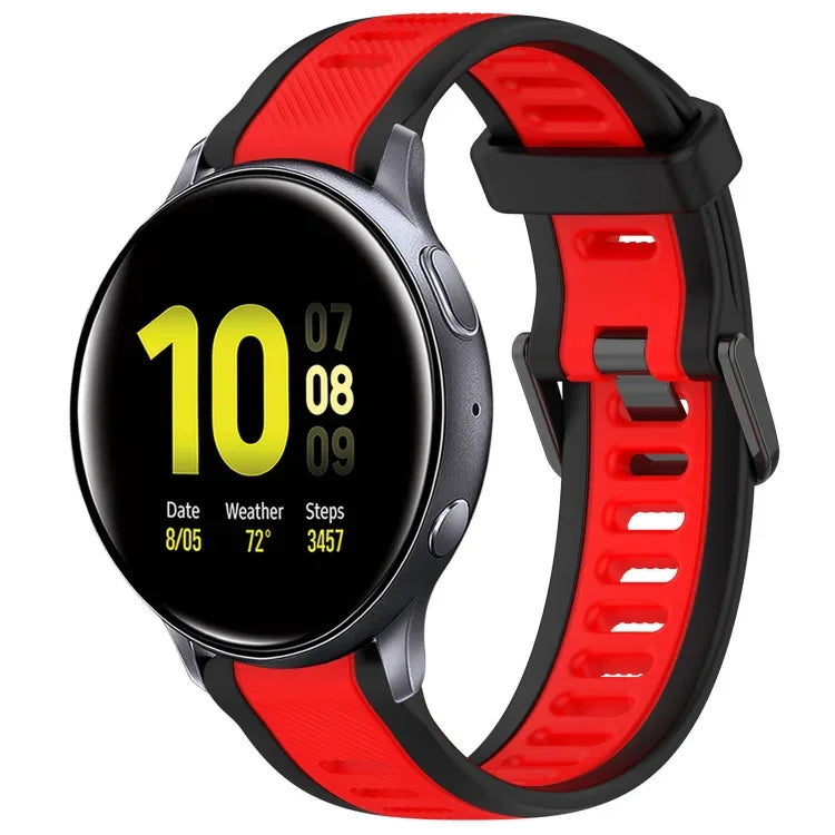 20mm Two Color Textured Silicone Watch Band, For Samsung  Galaxy Watch 4 Classic 42mm, For Samsung Galaxy Watch Active 2 44mm, For Samsung Galaxy Watch Active 2 40mm, For Samsung Galaxy Watch 42mm