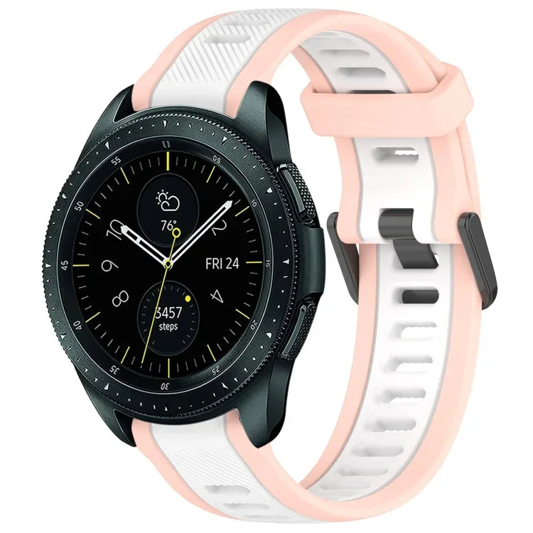 20mm Two Color Textured Silicone Watch Band, For Samsung  Galaxy Watch 4 Classic 42mm, For Samsung Galaxy Watch Active 2 44mm, For Samsung Galaxy Watch Active 2 40mm, For Samsung Galaxy Watch 42mm