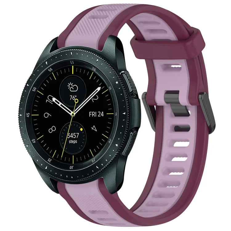 20mm Two Color Textured Silicone Watch Band, For Samsung  Galaxy Watch 4 Classic 42mm, For Samsung Galaxy Watch Active 2 44mm, For Samsung Galaxy Watch Active 2 40mm, For Samsung Galaxy Watch 42mm