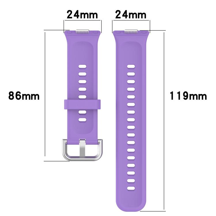 Silver Buckle Silicone Sports Watch Band, For Huawei Watch Fit4 / Fit4 Pro / Fit3