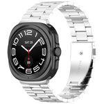 For Galaxy Watch Ultra2 2026 / 2025 / 1 2024 Three Beads Stainless Steel Metal Watch Band, Silver, Black, Gold, Rose Gold
