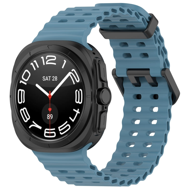 For Galaxy Watch Ultra2 2026 / 2025 / 1 2024 Ocean Hole Dual Buckle Silicone Watch Band, Rock Blue, Pink, Starlight, Dark Blue, Sky Blue, Dark Green, Wine Red, Gray Green, Black, Dark Gray, Orange, White