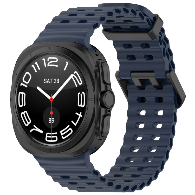 For Galaxy Watch Ultra2 2026 / 2025 / 1 2024 Ocean Hole Dual Buckle Silicone Watch Band, Rock Blue, Pink, Starlight, Dark Blue, Sky Blue, Dark Green, Wine Red, Gray Green, Black, Dark Gray, Orange, White