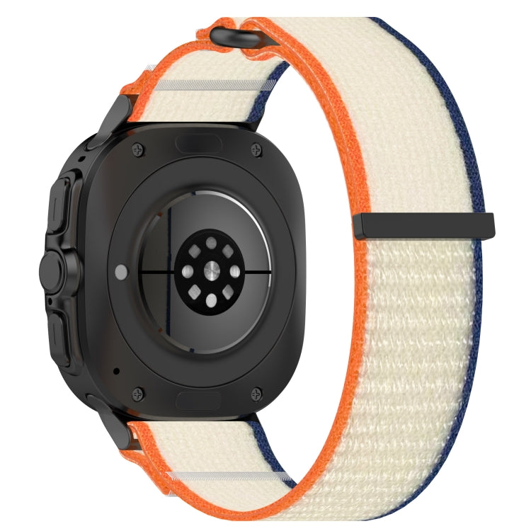 For Galaxy Watch Ultra2 2026 / 2025 / 1 2024 Hook and Loop Fastener Loop Nylon Watch Band, Orange+Beige, Pink+Purple, Black+Gray, Yellow+Gray, Blue+Gray, Green+Grey, Dark Green