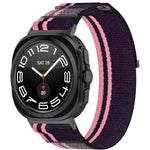 For Galaxy Watch Ultra2 2026 / 2025 / 1 2024 Hook and Loop Fastener Loop Nylon Watch Band, Orange+Beige, Pink+Purple, Black+Gray, Yellow+Gray, Blue+Gray, Green+Grey, Dark Green