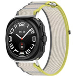 For Galaxy Watch Ultra2 2026 / 2025 / 1 2024 Hook and Loop Fastener Loop Nylon Watch Band, Orange+Beige, Pink+Purple, Black+Gray, Yellow+Gray, Blue+Gray, Green+Grey, Dark Green