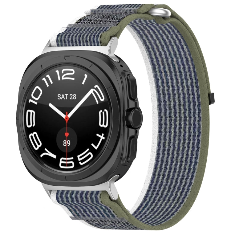 For Galaxy Watch Ultra2 2026 / 2025 / 1 2024 Hook and Loop Fastener Loop Nylon Watch Band, Orange+Beige, Pink+Purple, Black+Gray, Yellow+Gray, Blue+Gray, Green+Grey, Dark Green