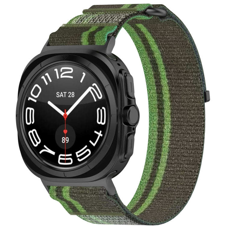 For Galaxy Watch Ultra2 2026 / 2025 / 1 2024 Hook and Loop Fastener Loop Nylon Watch Band, Orange+Beige, Pink+Purple, Black+Gray, Yellow+Gray, Blue+Gray, Green+Grey, Dark Green