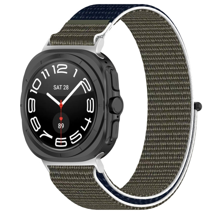 For Samsung Galaxy Watch Ultra 47mm Loop Nylon Hook and Loop Fastener Watch Band, Black, Blue Ocean, Rainbow, Seashell Color, Sea Blue, Gray Blue, Khaki Yellow, Dark Blue, Lime