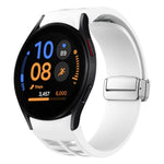 Richard Magnetic Folding Silver Buckle Silicone Watch Band, For Samsung Galaxy Watch FE 40mm, For Sansung Galaxy Watch 5 Pro Golf Edition, For Samsung Galaxy Watch 5 Golf Edition