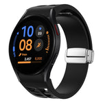 Richard Magnetic Folding Silver Buckle Silicone Watch Band, For Samsung Galaxy Watch FE 40mm, For Sansung Galaxy Watch 5 Pro Golf Edition, For Samsung Galaxy Watch 5 Golf Edition