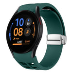 Richard Magnetic Folding Silver Buckle Silicone Watch Band, For Samsung Galaxy Watch FE 40mm, For Sansung Galaxy Watch 5 Pro Golf Edition, For Samsung Galaxy Watch 5 Golf Edition