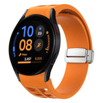 Richard Magnetic Folding Silver Buckle Silicone Watch Band, For Samsung Galaxy Watch FE 40mm, For Sansung Galaxy Watch 5 Pro Golf Edition, For Samsung Galaxy Watch 5 Golf Edition