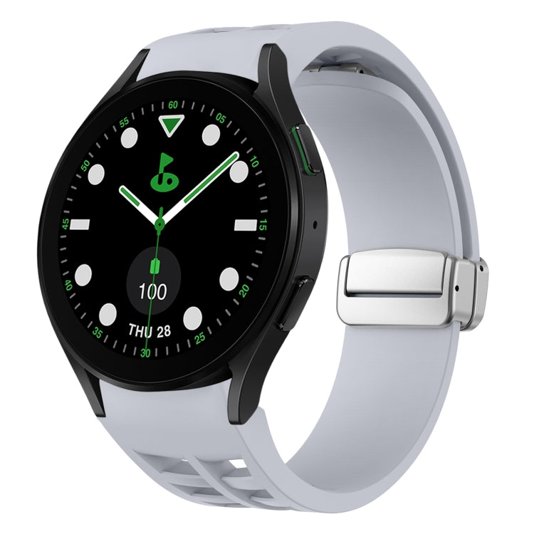 Richard Magnetic Folding Silver Buckle Silicone Watch Band, For Samsung Galaxy Watch FE 40mm, For Sansung Galaxy Watch 5 Pro Golf Edition, For Samsung Galaxy Watch 5 Golf Edition