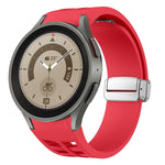 Richard Magnetic Folding Silver Buckle Silicone Watch Band, For Sansung Galaxy Watch 5 Pro 45mm, For Samsung Galaxy Watch 7 40 / 44mm, For Samsung Galaxy Watch 6 Classic 43 / 47mm