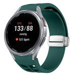 Richard Magnetic Folding Silver Buckle Silicone Watch Band, For Sansung Galaxy Watch 5 Pro 45mm, For Samsung Galaxy Watch 7 40 / 44mm, For Samsung Galaxy Watch 6 Classic 43 / 47mm