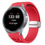 Richard Magnetic Folding Silver Buckle Silicone Watch Band, For Sansung Galaxy Watch 5 Pro 45mm, For Samsung Galaxy Watch 7 40 / 44mm, For Samsung Galaxy Watch 6 Classic 43 / 47mm