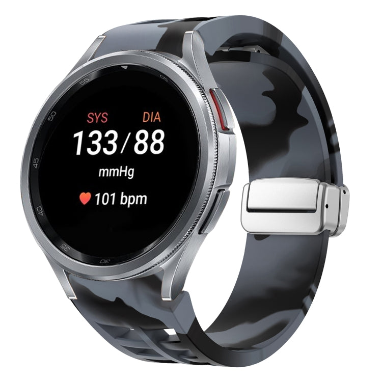 Richard Magnetic Folding Silver Buckle Silicone Watch Band, For Sansung Galaxy Watch 5 Pro 45mm, For Samsung Galaxy Watch 7 40 / 44mm, For Samsung Galaxy Watch 6 Classic 43 / 47mm