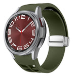 Richard Magnetic Folding Silver Buckle Silicone Watch Band, For Sansung Galaxy Watch 5 Pro 45mm, For Samsung Galaxy Watch 7 40 / 44mm, For Samsung Galaxy Watch 6 Classic 43 / 47mm