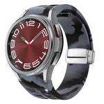 Richard Magnetic Folding Silver Buckle Silicone Watch Band, For Sansung Galaxy Watch 5 Pro 45mm, For Samsung Galaxy Watch 7 40 / 44mm, For Samsung Galaxy Watch 6 Classic 43 / 47mm