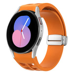 Richard Magnetic Folding Silver Buckle Silicone Watch Band, For Samsung Galaxy Watch 6 40 / 44mm, For Samsung Galaxy Watch 5 40 / 44mm, For Samsung Galaxy Watch 4 40 / 44mm