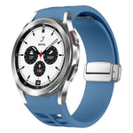 Richard Magnetic Folding Silver Buckle Silicone Watch Band, For Samsung Galaxy Watch 4 Classic 42 / 46mm