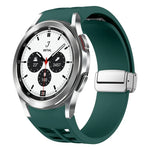 Richard Magnetic Folding Silver Buckle Silicone Watch Band, For Samsung Galaxy Watch 4 Classic 42 / 46mm