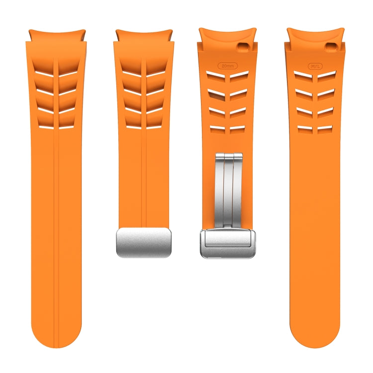 Richard Magnetic Folding Silver Buckle Silicone Watch Band, For Sansung Galaxy Watch 5 Pro 45mm, For Samsung Galaxy Watch 7 40 / 44mm, For Samsung Galaxy Watch 6 Classic 43 / 47mm