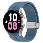 Magnetic Folding Silver Buckle Silicone Watch Band, For Samsung Galaxy Watch FE 40mm, For Samsung Galaxy Watch7 40 / 44mm