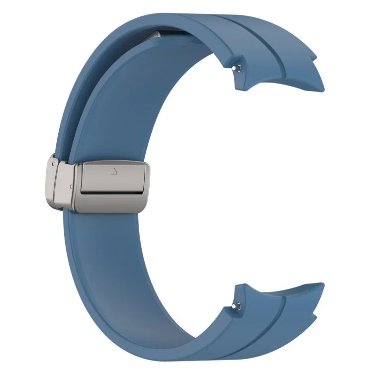 Magnetic Folding Silver Buckle Silicone Watch Band, For Samsung Galaxy Watch FE 40mm, For Samsung Galaxy Watch7 40 / 44mm