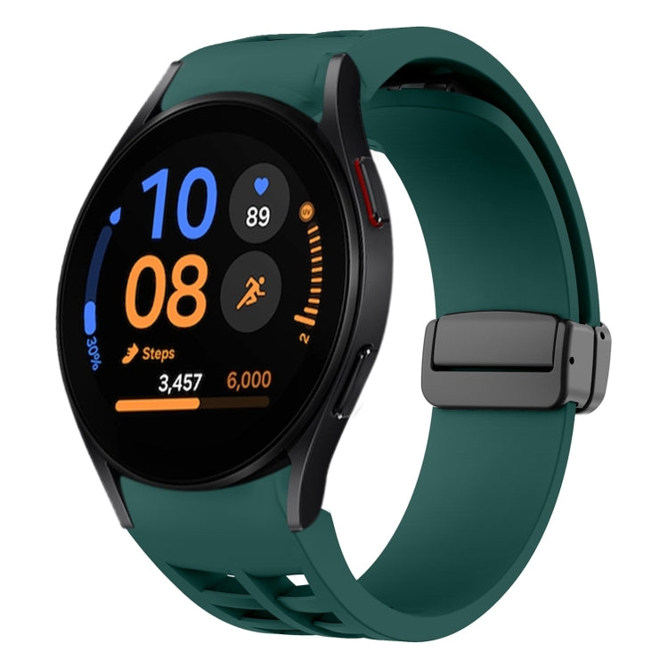 Richard Magnetic Folding Black Buckle Silicone Watch Band, Fof Samsung Galaxy Watch FE 40mm, For Samsung Galaxy Watch 7 40 / 44mm, For Samsung Galaxy Watch 6 class 43 / 47mmic