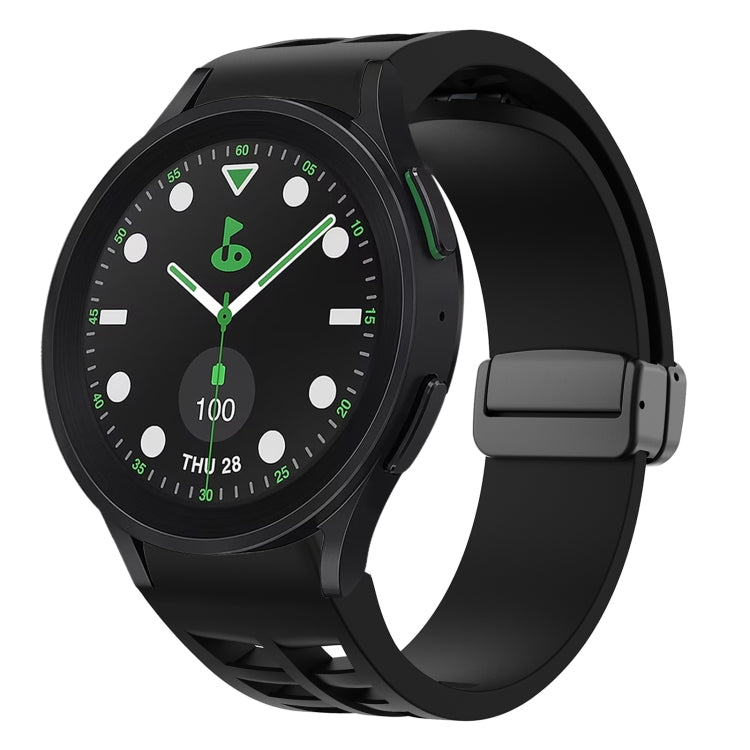 Richard Magnetic Folding Black Buckle Silicone Watch Band, For Samsung Galaxy Watch 6 40 / 44mm, For Sansung Galaxy Watch 5 Pro Golf Edition, For Samsung Galaxy Watch 5 Golf Edition