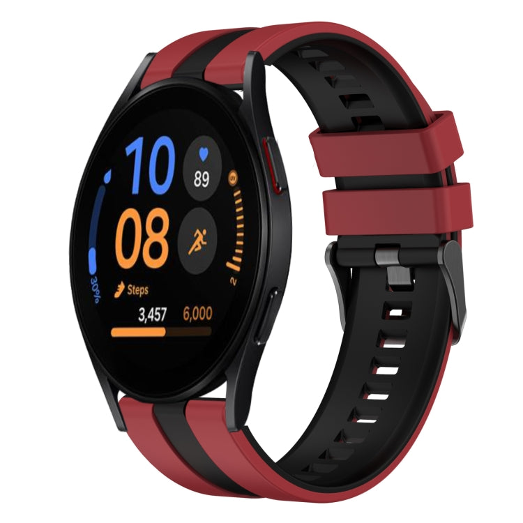 20mm Two Color Sports Silicone Watch Band, For Samsung Galaxy Watch FE 40mm, For Samsung Galaxy Watch 7 44mm, For Samsung Galaxy Watch 7 40mm