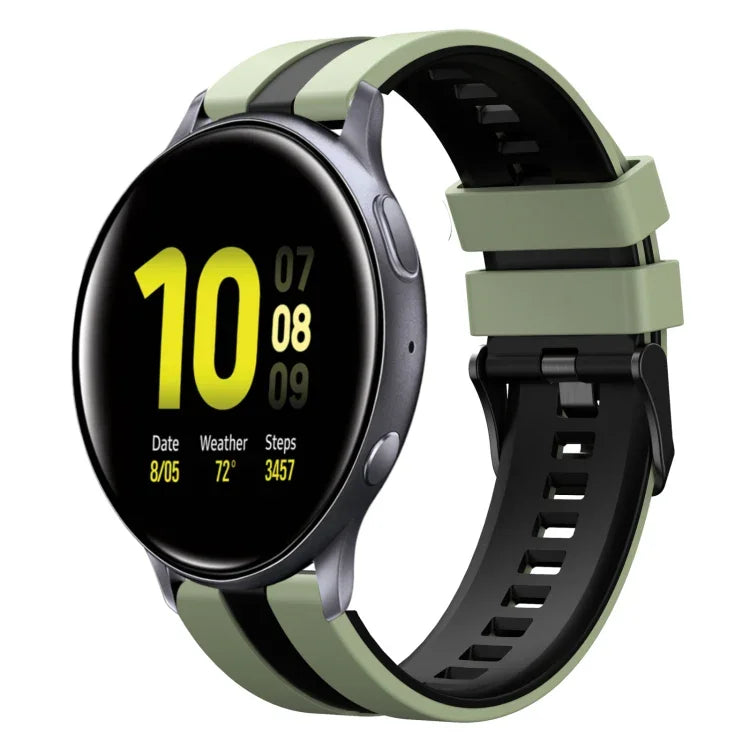 20mm Two Color Sports Silicone Watch Band, For Samsung  Galaxy Watch 4 Classic 42mm, For Samsung Galaxy Watch Active 2 44mm, For Samsung Galaxy Watch Active 2 40mm
