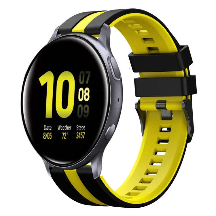 20mm Two Color Sports Silicone Watch Band, For Samsung  Galaxy Watch 4 Classic 42mm, For Samsung Galaxy Watch Active 2 44mm, For Samsung Galaxy Watch Active 2 40mm