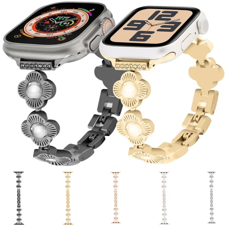 Four Leaf Clover Quick-Release Metal Chain Watch Band, For Apple Watch Series 3 38mm, For Apple Watch Series 3 42mm