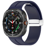 For Samsung Galaxy Watch Ultra 47mm / Ultra 2025 Groove Magnetic Folding Silver Buckle Silicone Watch Band