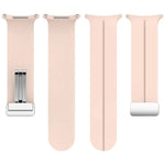 For Samsung Galaxy Watch Ultra 47mm / Ultra 2025 Groove Magnetic Folding Silver Buckle Silicone Watch Band
