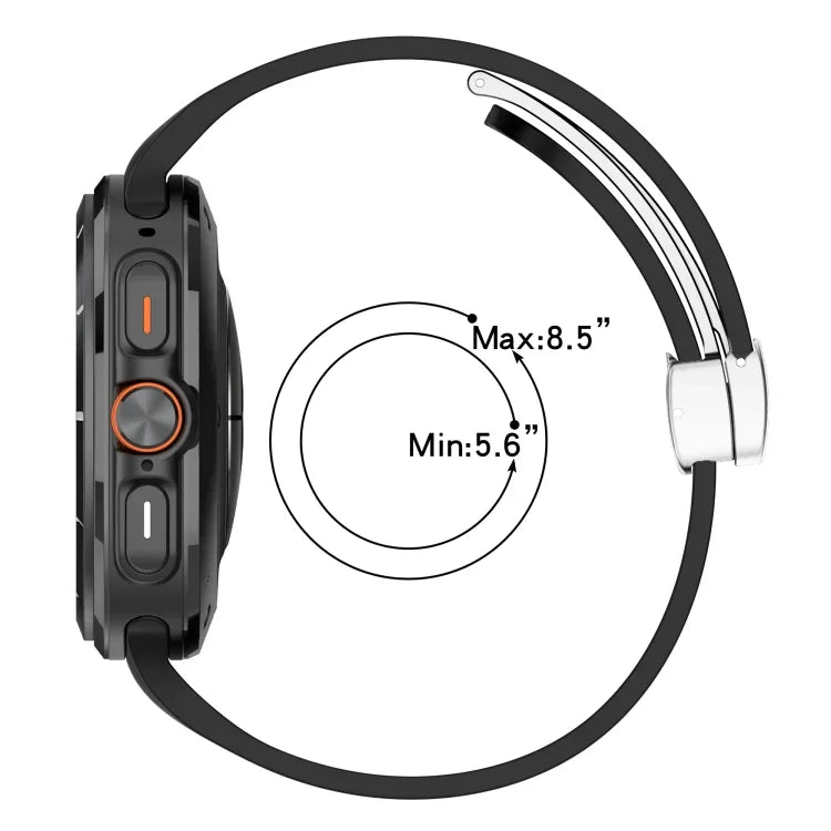 For Samsung Galaxy Watch Ultra 47mm / Ultra 2025 Groove Magnetic Folding Silver Buckle Silicone Watch Band
