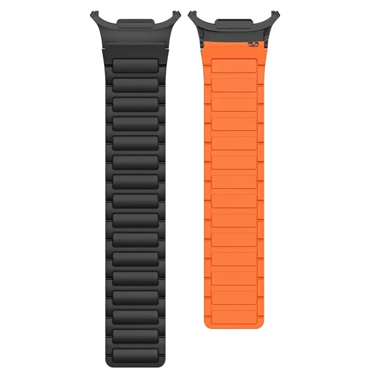 For Samsung Galaxy Watch Ultra 47mm Black Connector I-shaped Magnetic Silicone Watch Band