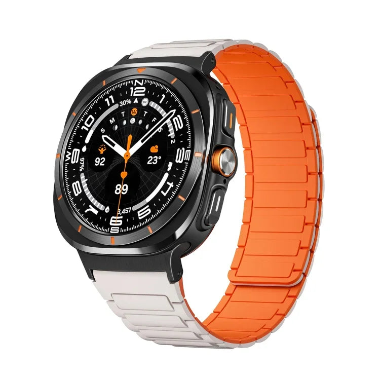 For Samsung Galaxy Watch Ultra 47mm Black Connector I-shaped Magnetic Silicone Watch Band