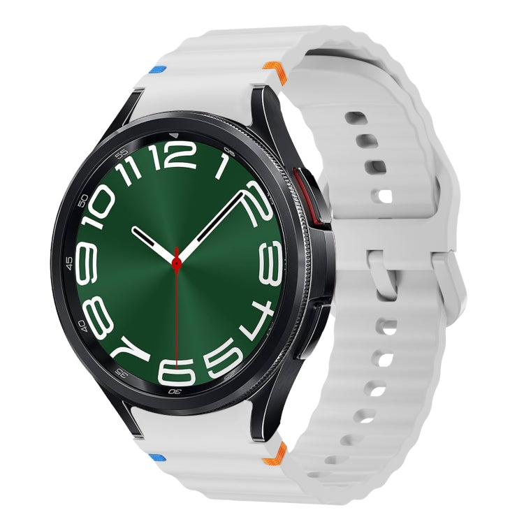 Wave Pattern Stitched Silicone Watch Band, For Samsung Galaxy Watch 7 40 / 44mm, For Samsung Galaxy Watch 6 Classic, For Samsung Galaxy Watch 6 40 / 44mm, For Samsung Galaxy Watch 5 40 / 44mm