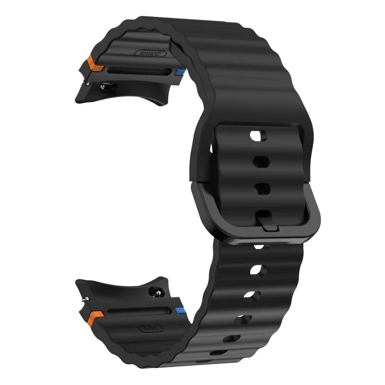 Wave Pattern Stitched Silicone Watch Band, For Samsung Galaxy Watch 5 Pro, For Samsung Galaxy Watch 4 40 / 44mm, For Samsung Galaxy Watch 4 Classic 42 / 46mm, For Samsung Galaxy Watch3 41mm
