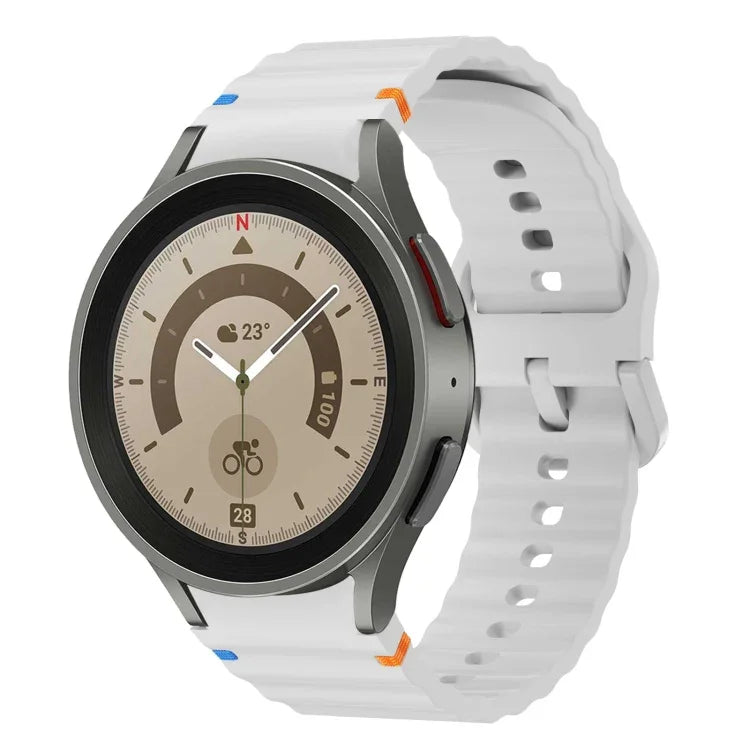 Wave Pattern Stitched Silicone Watch Band, For Samsung Galaxy Watch 5 Pro, For Samsung Galaxy Watch 4 40 / 44mm, For Samsung Galaxy Watch 4 Classic 42 / 46mm, For Samsung Galaxy Watch3 41mm